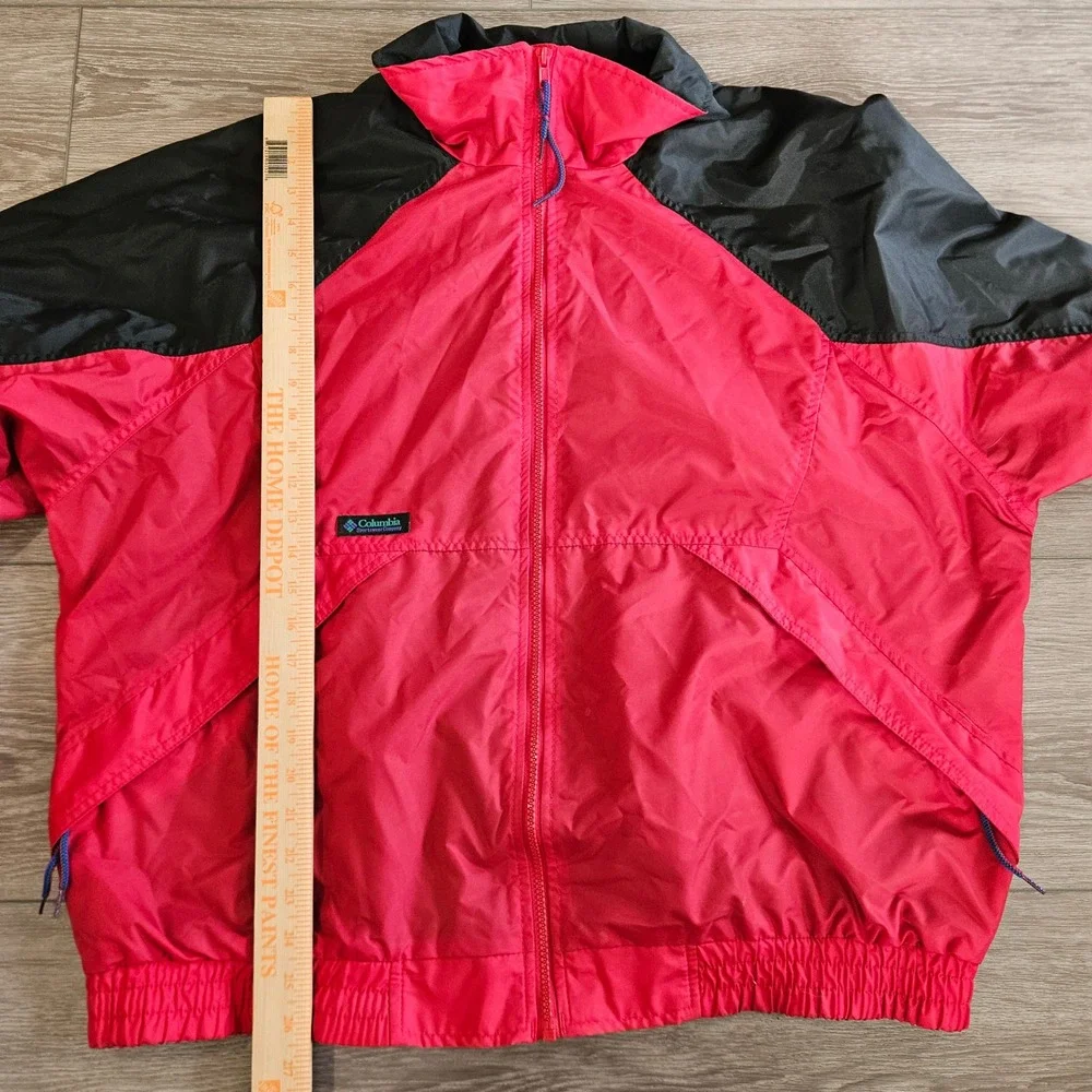 Vintage Columbia‎ Mens XL Windbreaker Jacket Red Black Full Zip Colorblock 90s